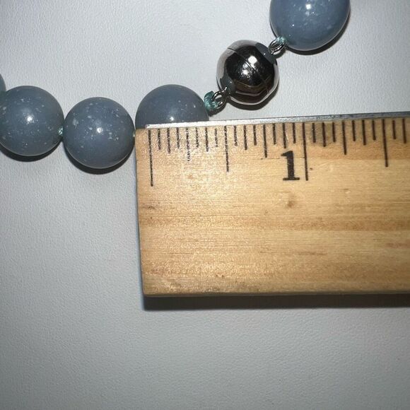 Natural Angelite Hand Strung Beaded Choker with Magnetic Clasp - Picture 6 of 8
